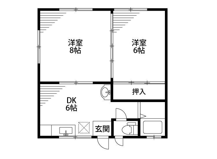 レジデンスロベリア(2DK/1階)の間取り写真
