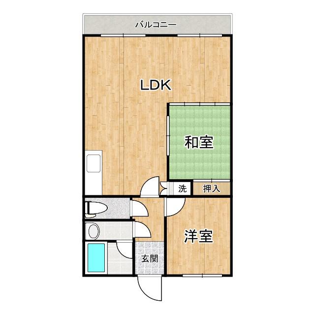 ナカノハイツ(2LDK/3階)の間取り写真
