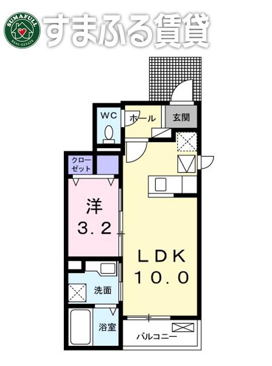 ラシーヌ 南若王子 A(1LDK/1階)の間取り写真