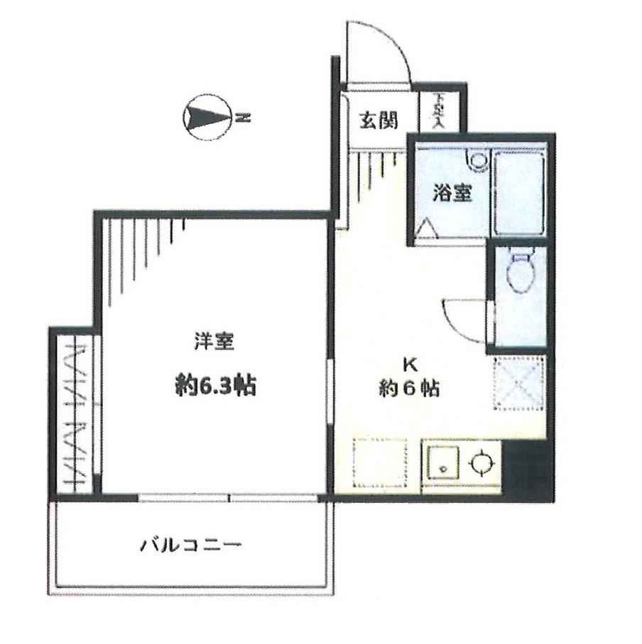 アイエスエイ新検見川ビル(1K/5階)の間取り写真