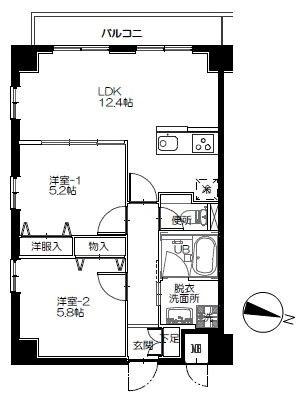 アステル壱番館荻窪(2LDK/2階)の間取り写真