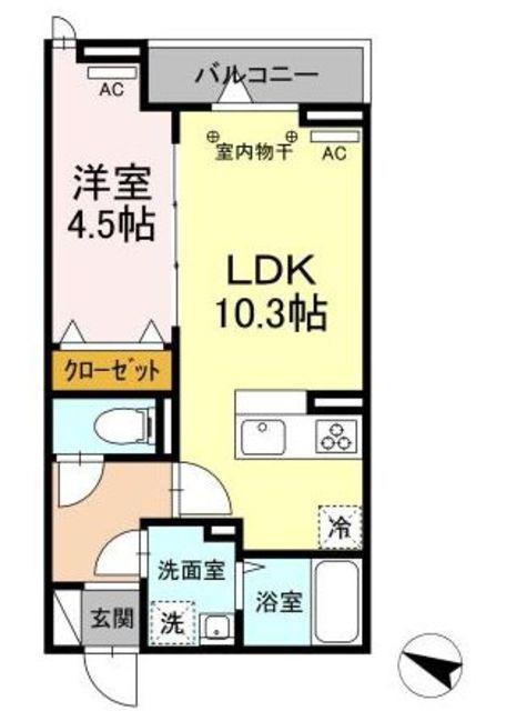 アヴァンス江戸川(1LDK/2階)の間取り写真