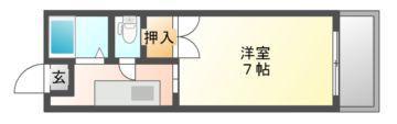 ツインズ土田B(1K/2階)の間取り写真