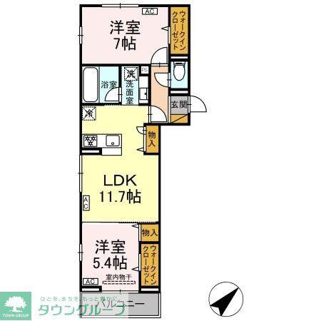 フレアII(2LDK/2階)の間取り写真