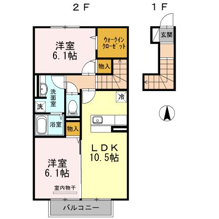 フルーレ(2LDK/2階)の間取り写真