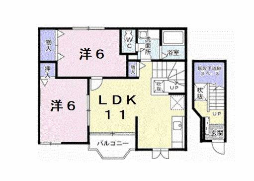 グランビアA(2LDK/2階)の間取り写真