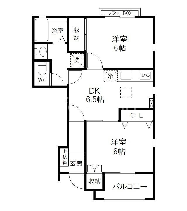 LIFE館ボナールA(2DK/1階)の間取り写真
