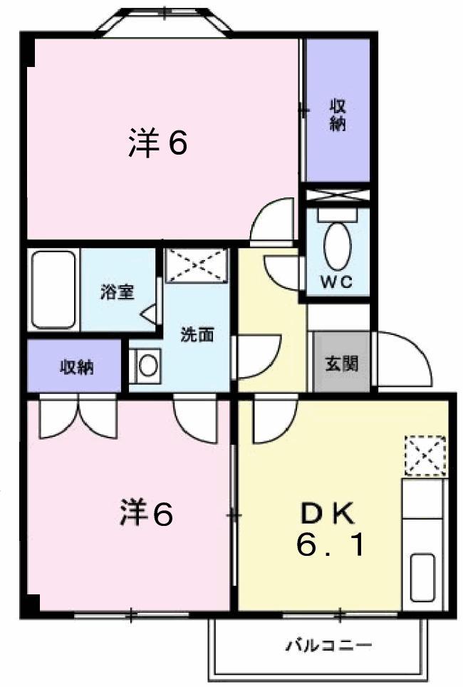 コリーヌシャンブル(2DK/1階)の間取り写真