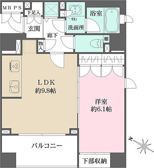 パークハウス渋谷山手(1LDK/10階)の間取り写真