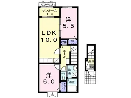 タイセイユニゾン D(2LDK/2階)の間取り写真
