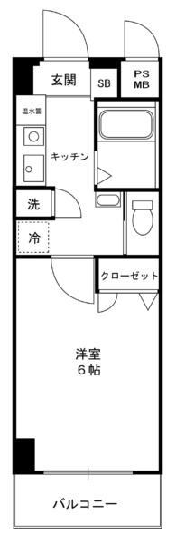 グロブナーハウス八王子(1K/4階)の間取り写真
