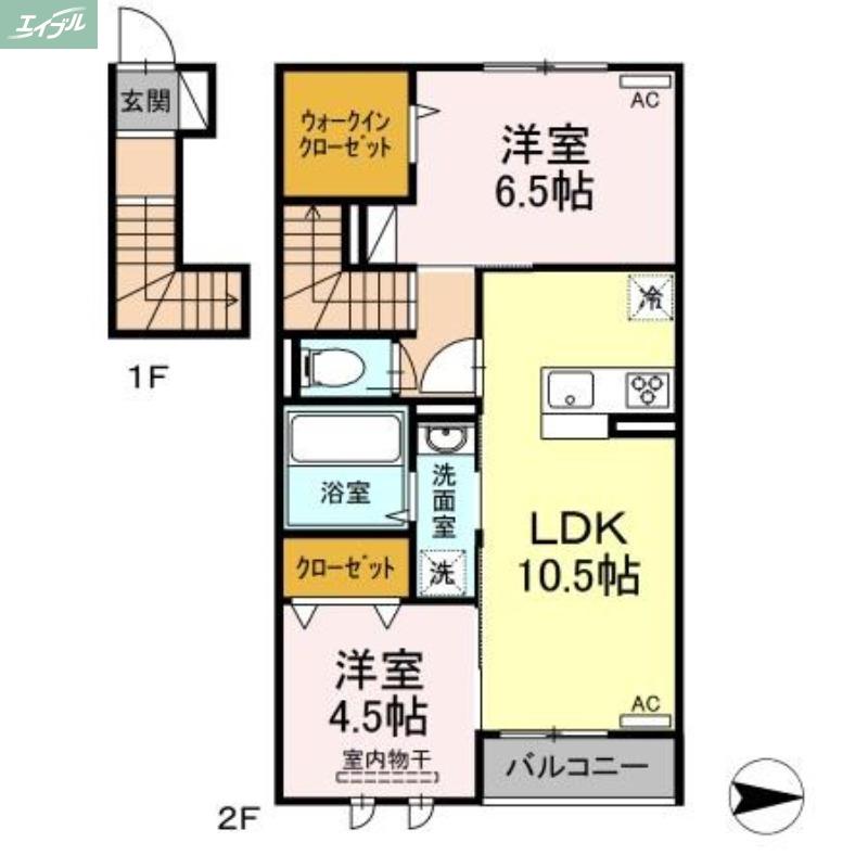 ルヴァン ドゥ ソレイユ(2LDK/2階)の間取り写真