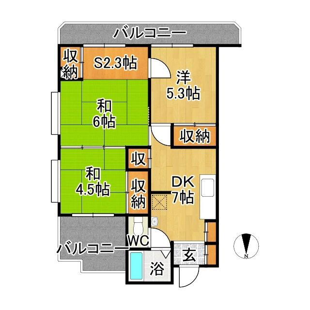 マンション瑞凰(3SDK/4階)の間取り写真