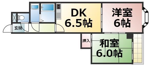 ゴールドマンションII(2DK/7階)の間取り写真