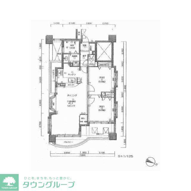 グランド・ルー城南区役所前(2LDK/5階)の間取り写真
