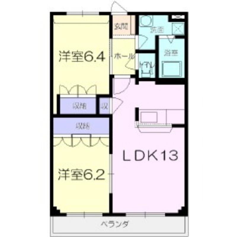 グレース・ヴィラ(2LDK/1階)の間取り写真