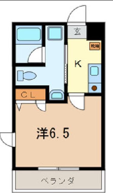 ヴァンヴェール(1K/2階)の間取り写真