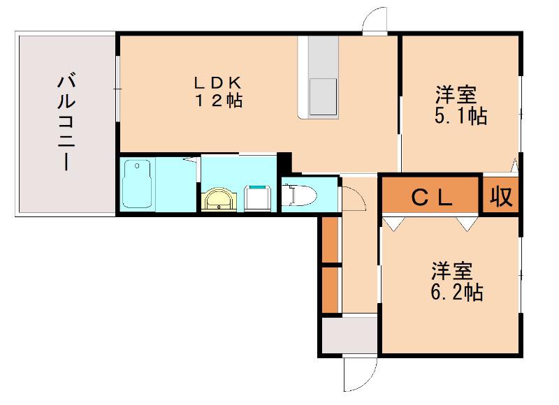 SHAMAISON MK ASH(2LDK/1階)の間取り写真