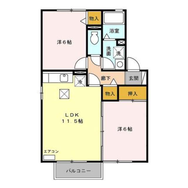 セジュールHAKUA(2LDK/1階)の間取り写真