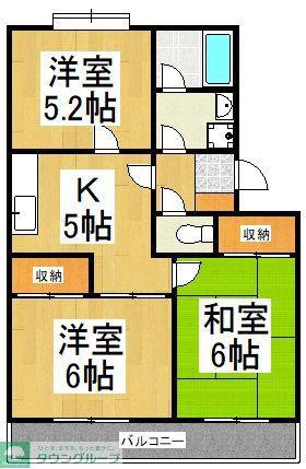 ヘルシー北美(3K/3階)の間取り写真