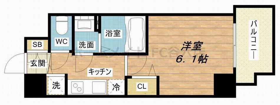 プレサンス心斎橋ブライト(1K/4階)の間取り写真