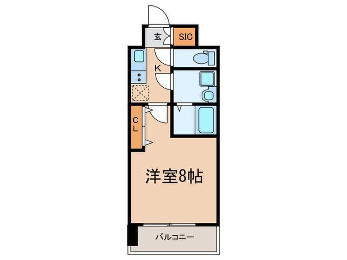 エステムコート京都西大路(1K/2階)の間取り写真