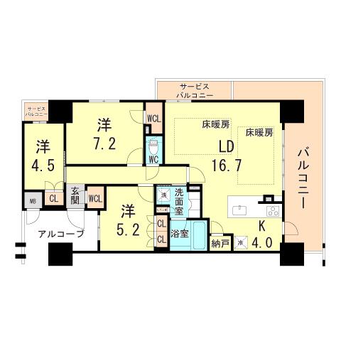 リビオシティ神戸名谷(3LDK/10階)の間取り写真