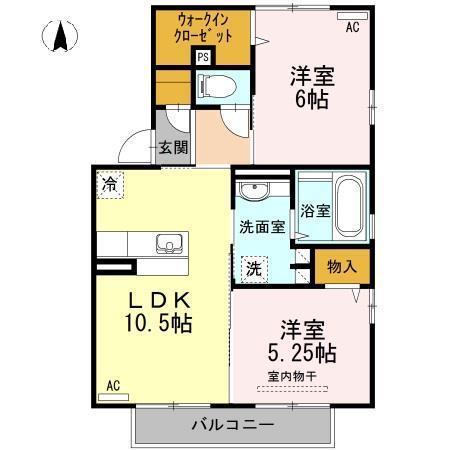 サーフスリー曽師 A・B・C(2LDK/2階)の間取り写真