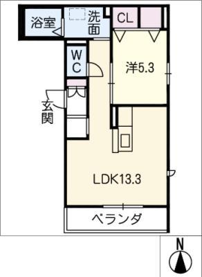キューブ・ステージ(1LDK/3階)の間取り写真