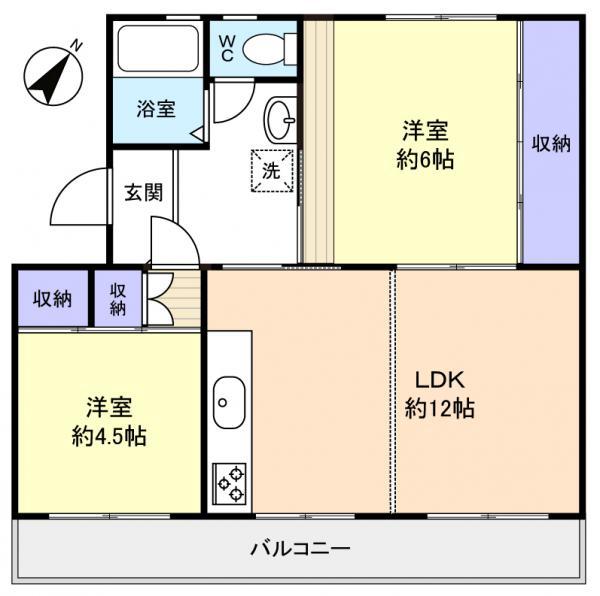 高津団地5街区11棟(2LDK/5階)の間取り写真