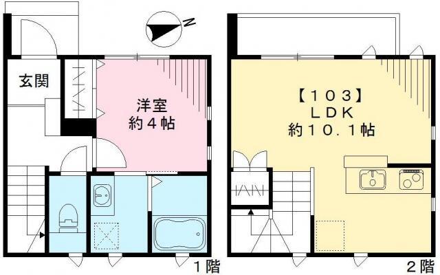フローラルテラス(1LDK/1階)の間取り写真