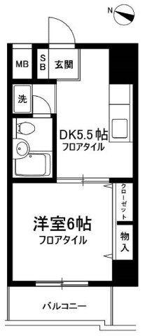 コーポ駒沢Pー1(1DK/5階)の間取り写真
