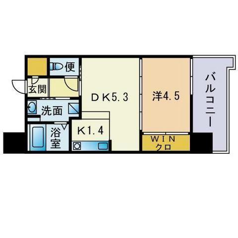 ウィステリア桜坂ヒルズ(1DK/10階)の間取り写真