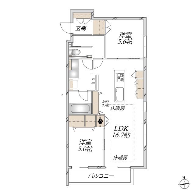 マウロア碑文谷(2LDK/2階)の間取り写真