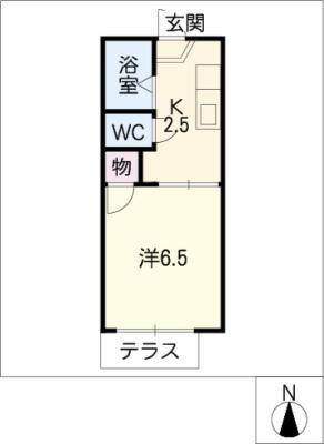 ハピネス千代7(1K/1階)の間取り写真
