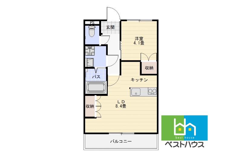 リバティー O(1LDK/2階)の間取り写真