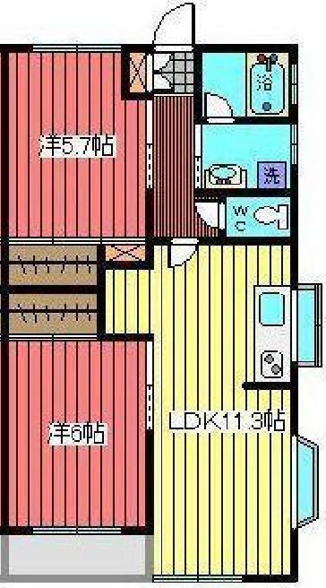 グリーンハイツ加藤(2LDK/2階)の間取り写真