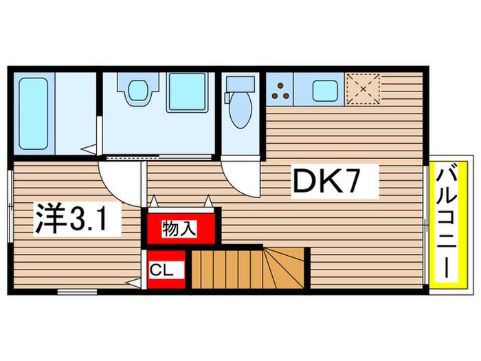 モンフレールB棟(1DK/1階)の間取り写真