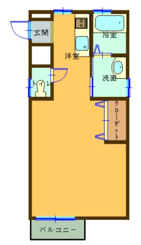 グリーンヒルS(1K/2階)の間取り写真