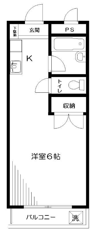 熊の前ビル(ワンルーム/3階)の間取り写真