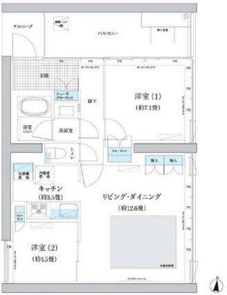 ガーデニエール砧 ウエスト(2LDK/7階)の間取り写真