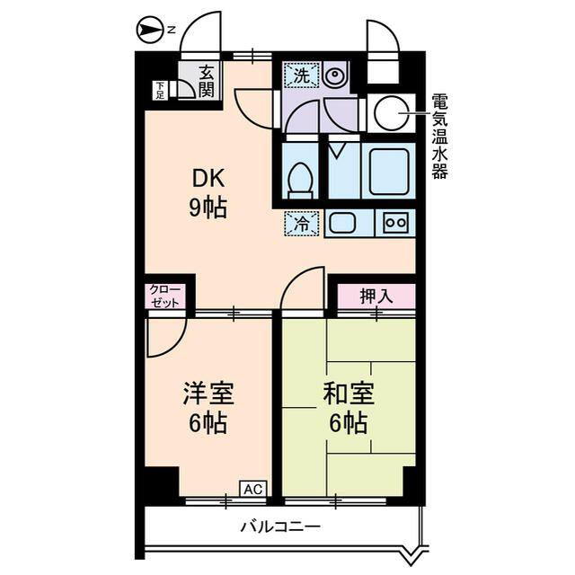 滝野川フラワーハイツ(2DK/5階)の間取り写真