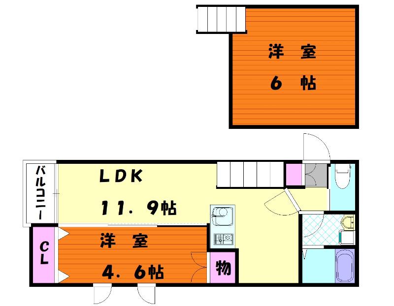 アンピオ千早南(1SLDK/1階)の間取り写真
