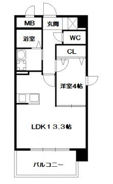 オンブラージュ九品寺(1LDK/4階)の間取り写真