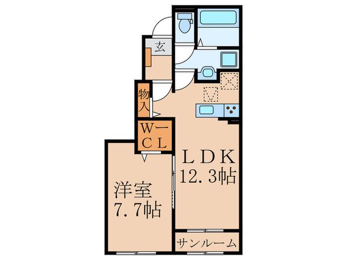 サステナ飯塚II(1LDK/1階)の間取り写真