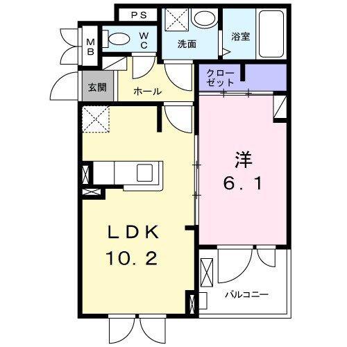 サニールーチェ 千波(1LDK/3階)の間取り写真