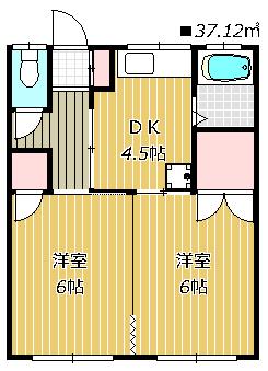 松本荘(1DK/2階)の間取り写真