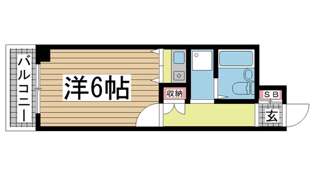 朝日プラザ兵庫永沢町(ワンルーム/4階)の間取り写真