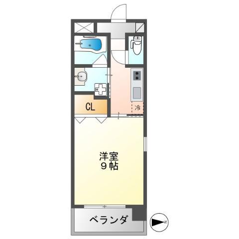 花の木ライズ(1K/8階)の間取り写真