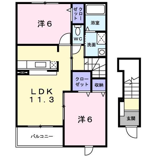 インプレス グレースII(2LDK/2階)の間取り写真